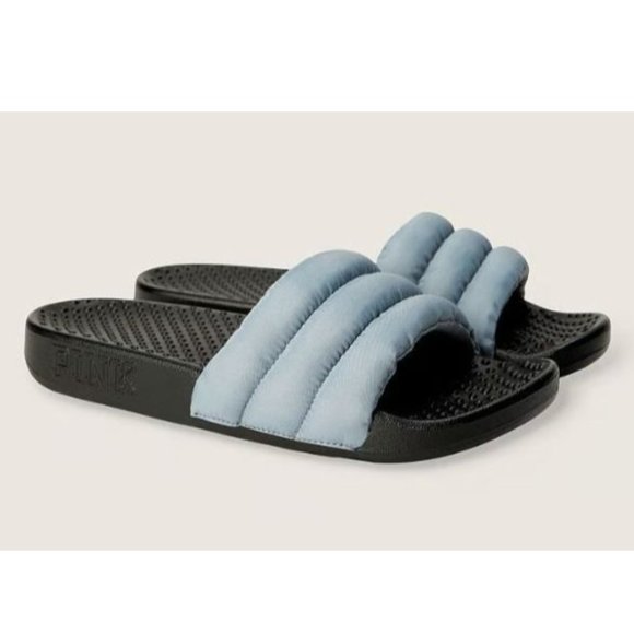 Victoria's Secret PINK Women's Gray/Black Puffer Slide Size Large (9/10) NEW - Picture 2 of 10